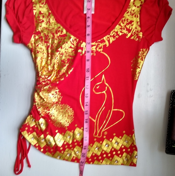 Y2K Vintage Baby Phat Red and Gold Debut KLS Designer Tee NWOT - Picture 14 of 16